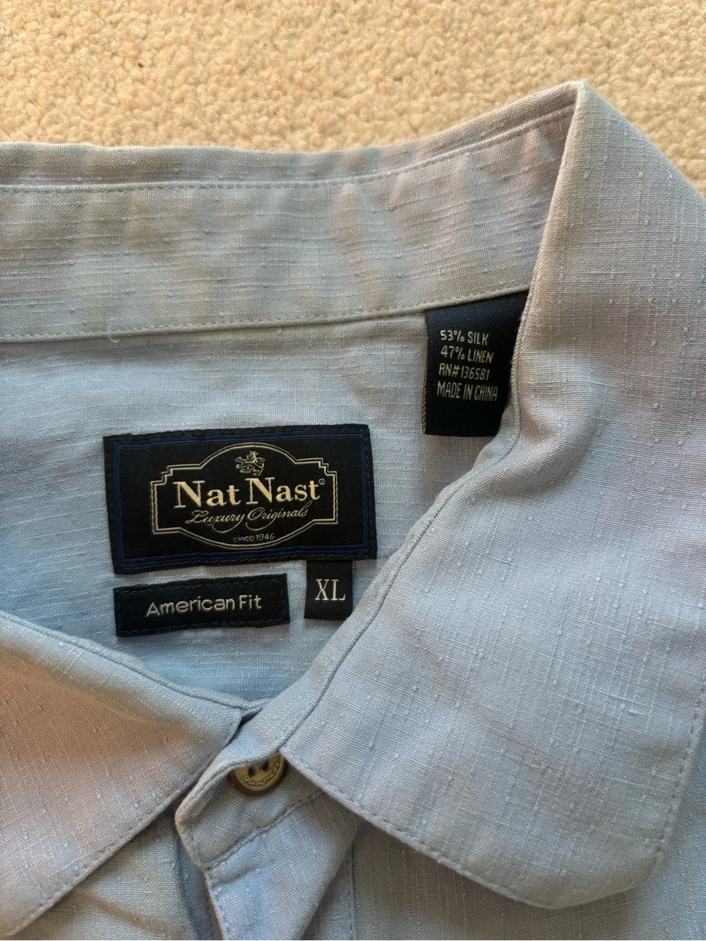 Nat Nast Men’s Light Blue Collared Button-down XL